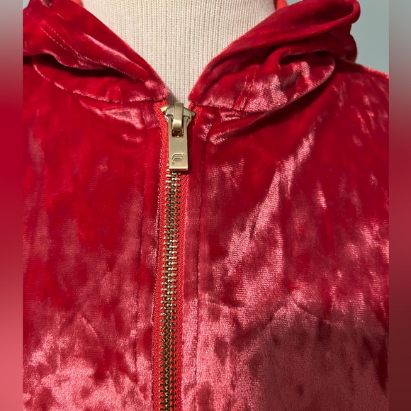 Fabletics Crushed Velour Zip Up Hoodie Strawberry Red XS EUC - Picture 5 of 8